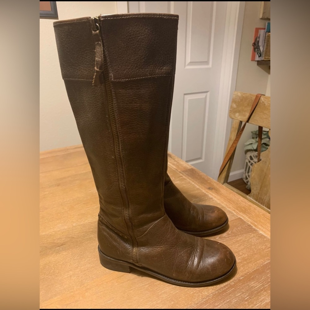 ANTHROPOLOGIE SCHULER AND SONS LEATHER RIDING BOOTS 6